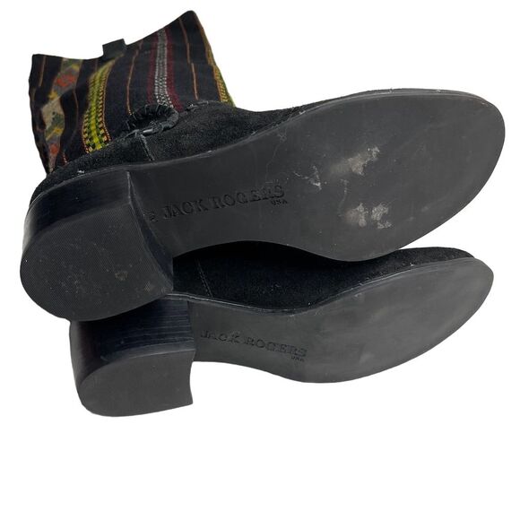 Jack Rogers Women's Aztec Boots Black Suede Leather and Fabric Sz 7 - Picture 5 of 8